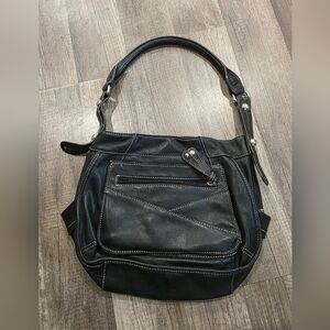 CLARKS Genuine Leather Black Shoulder Hobo Bag Boho Preppy Sling Classy Y2K